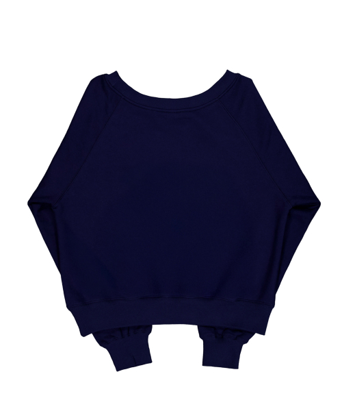 U-Neck Crochet Sweatshirt (Navy)