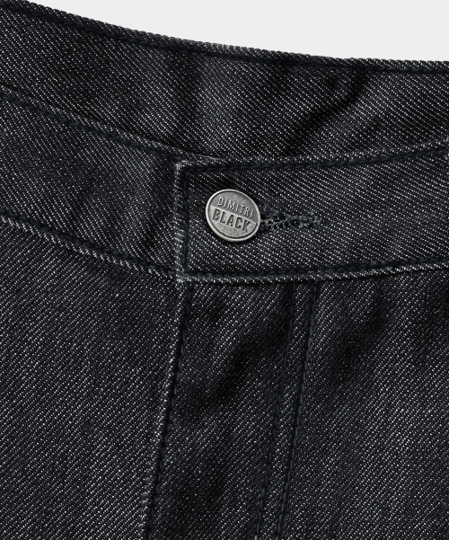 BIO WASHING CARPENTER BERMUDA DENIM PANTS_SLUB BLACK