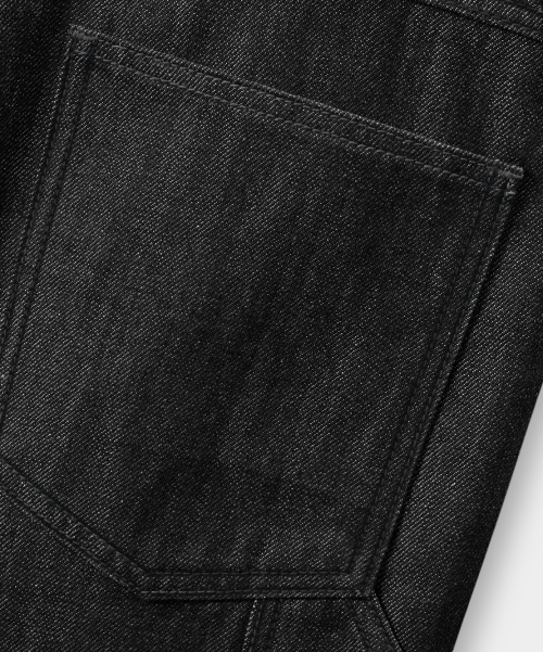 BIO WASHING CARPENTER BERMUDA DENIM PANTS_SLUB BLACK