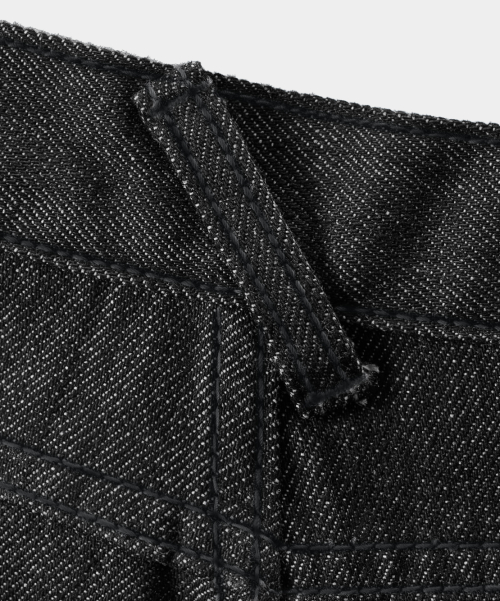 BIO WASHING CARPENTER BERMUDA DENIM PANTS_SLUB BLACK