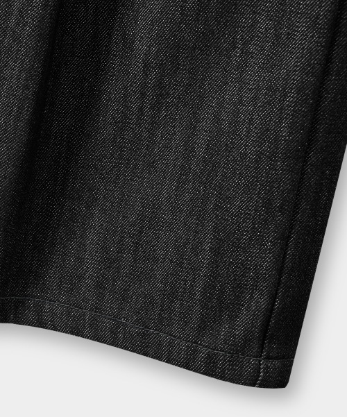 BIO WASHING CARPENTER BERMUDA DENIM PANTS_SLUB BLACK