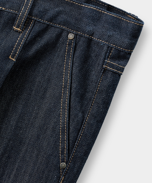 BIO WASHING CARPENTER BERMUDA DENIM PANTS_SLUB INDIGO