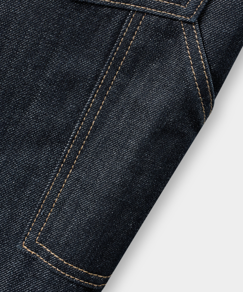 BIO WASHING CARPENTER BERMUDA DENIM PANTS_SLUB INDIGO