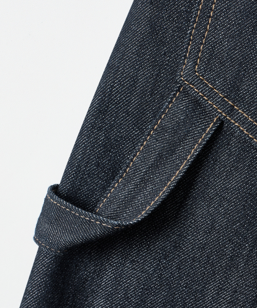 BIO WASHING CARPENTER BERMUDA DENIM PANTS_SLUB INDIGO