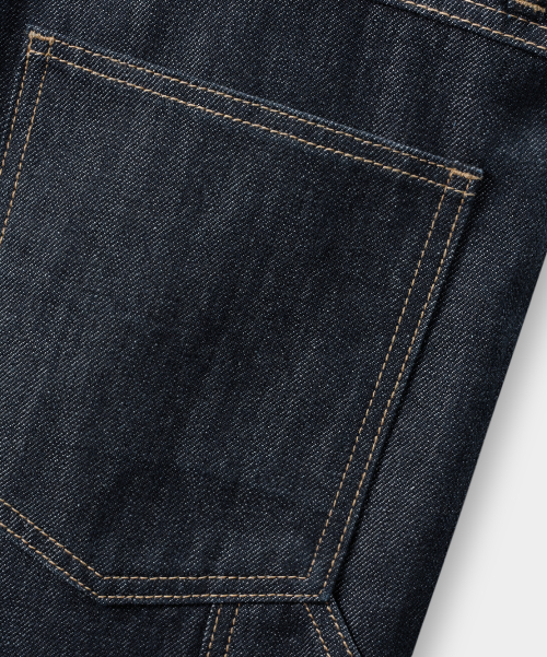 BIO WASHING CARPENTER BERMUDA DENIM PANTS_SLUB INDIGO