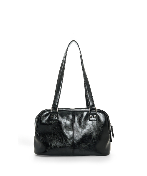 DOUBLE POCKET BRICK SHOULDER BAG IN BLACK