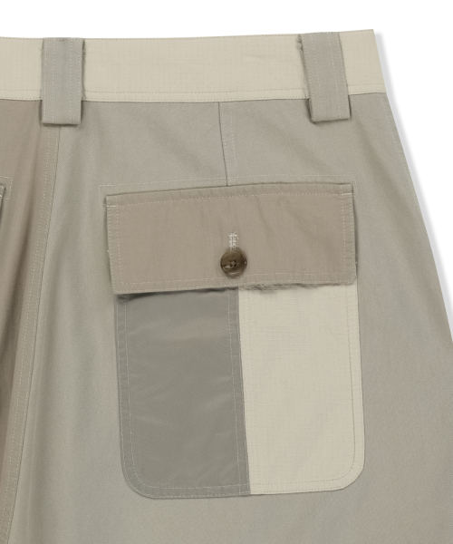 PATCHWORK CARGO BERMUDA PANTS FOR MEN IN BEIGE