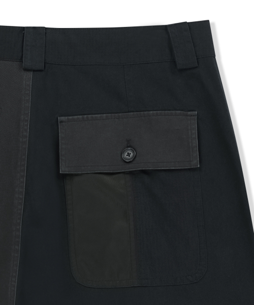 PATCHWORK CARGO BERMUDA PANTS FOR MEN IN CHARCOAL