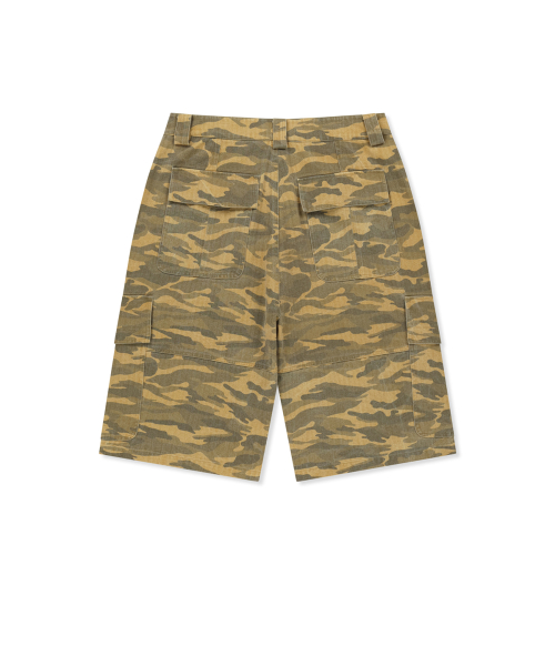 CAMOUFLAGE CARGO BERMUDA PANTS FOR MEN IN CAMEL