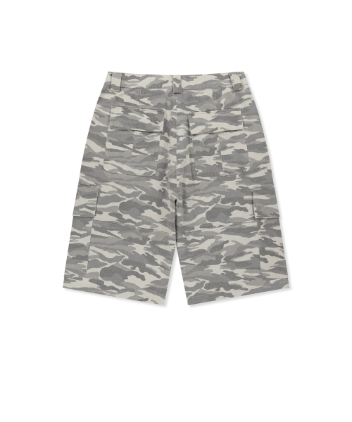 CAMOUFLAGE CARGO BERMUDA PANTS FOR MEN IN GREY