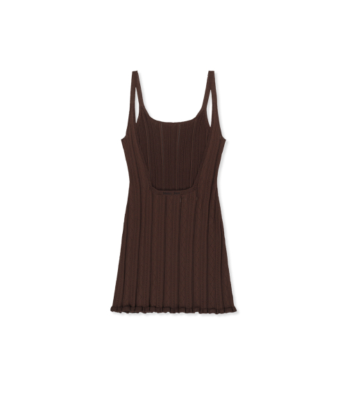 OPEN BACK RIBBED KNIT DRESS IN BROWN