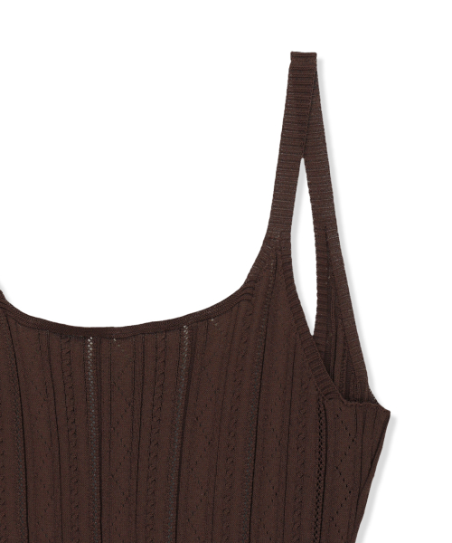 OPEN BACK RIBBED KNIT DRESS IN BROWN