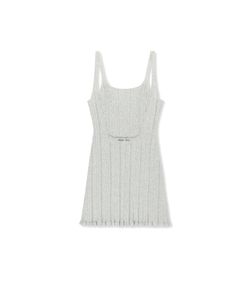 OPEN BACK RIBBED KNIT DRESS IN LIGHT GREY