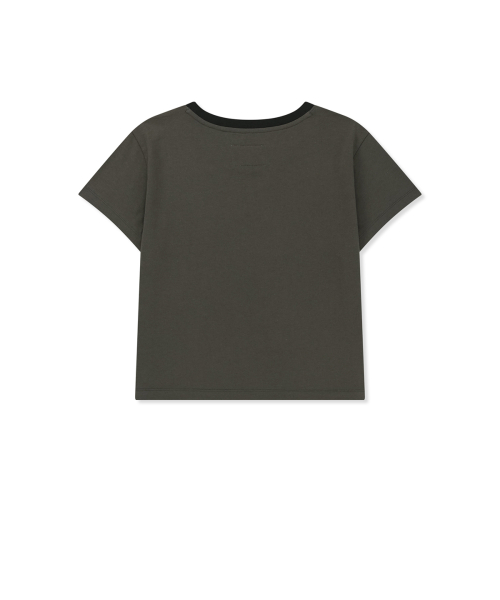 TONAL RIB LOGO CROP TOP IN CHARCOAL