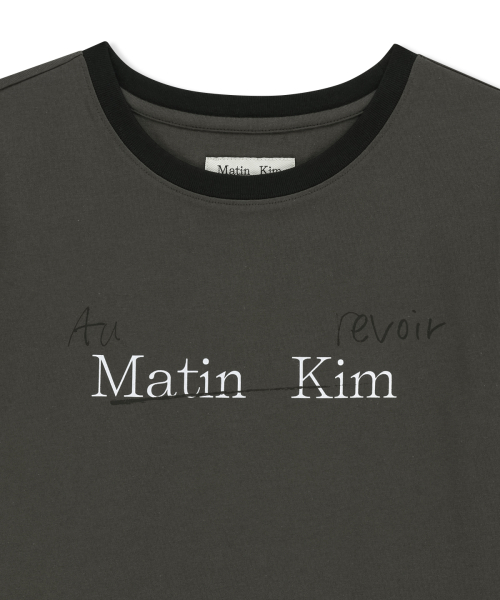 TONAL RIB LOGO CROP TOP IN CHARCOAL