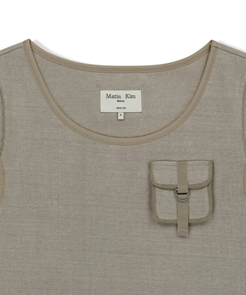 POCKET POINT SLIM FIT TOP IN BEIGE