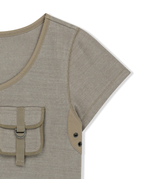 POCKET POINT SLIM FIT TOP IN BEIGE