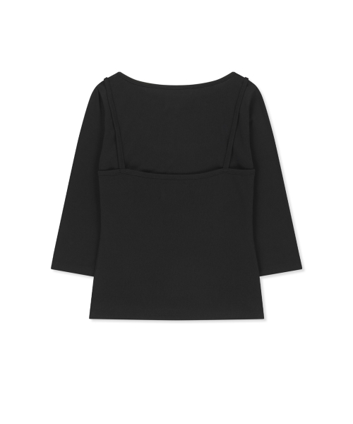 3/4 SLEEVE TOP & TANK LAYERED SET IN BLACK
