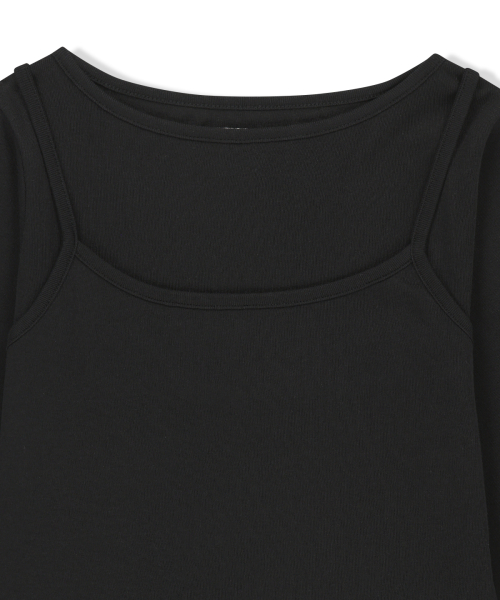 3/4 SLEEVE TOP & TANK LAYERED SET IN BLACK