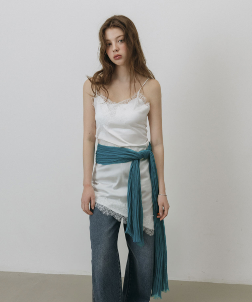 NATURAL GAUZE MIST LONG SCARF_DEEP BLUE