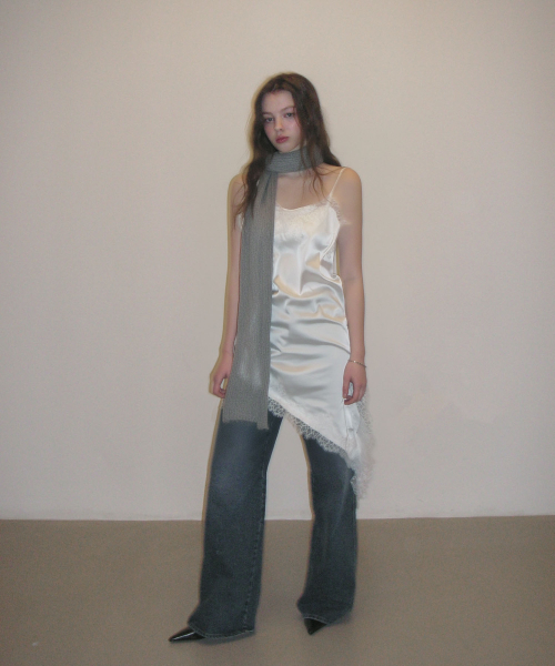 NATURAL GAUZE MIST LONG SCARF_GRAY