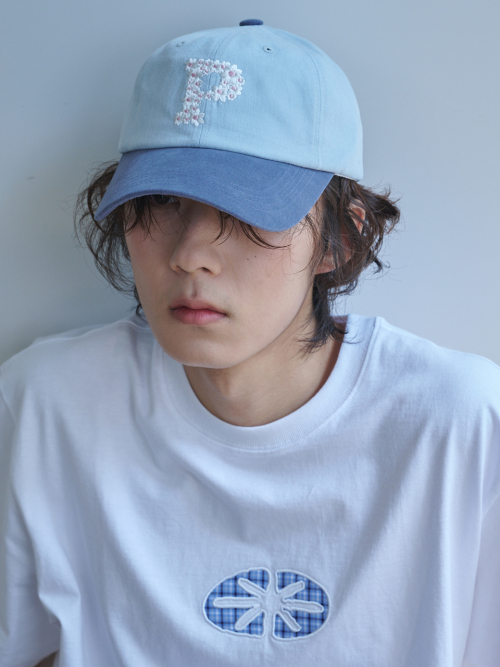 Floral P Logo Ball Cap (Soft Navy & Sky blue)