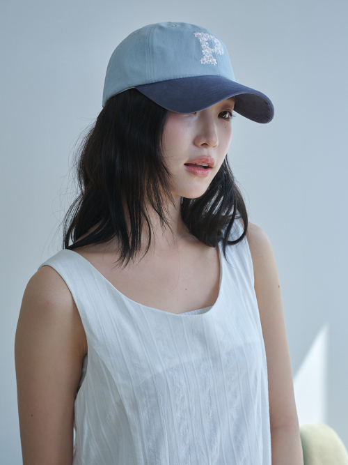 Floral P Logo Ball Cap (Soft Navy & Sky blue)