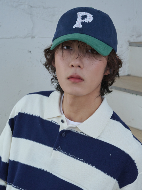 Floral P Logo Ball Cap (Green & Navy)