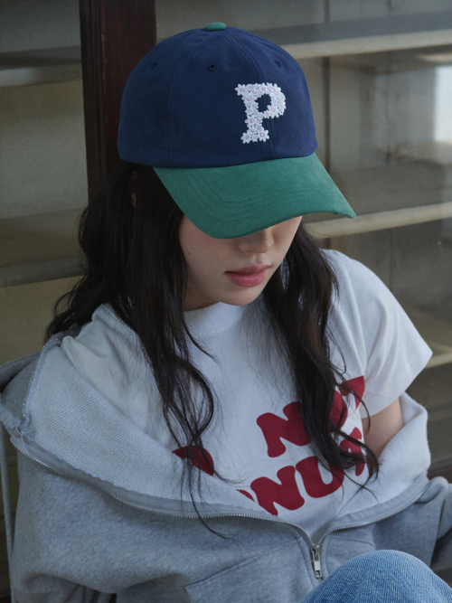 Floral P Logo Ball Cap (Green & Navy)