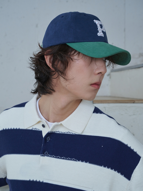 Floral P Logo Ball Cap (Green & Navy)