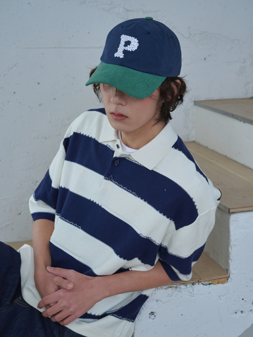 Floral P Logo Ball Cap (Green & Navy)