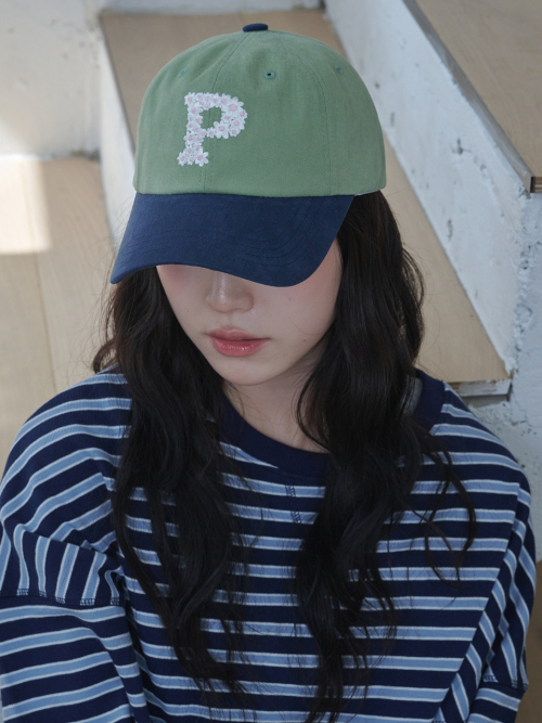 Floral P Logo Ball Cap (Navy & Olive)