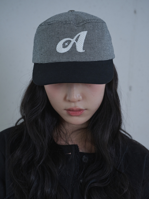 Two Tone Houndstooth Pillbox Cap (Black)