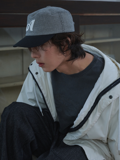 Two Tone Houndstooth Pillbox Cap (Black)