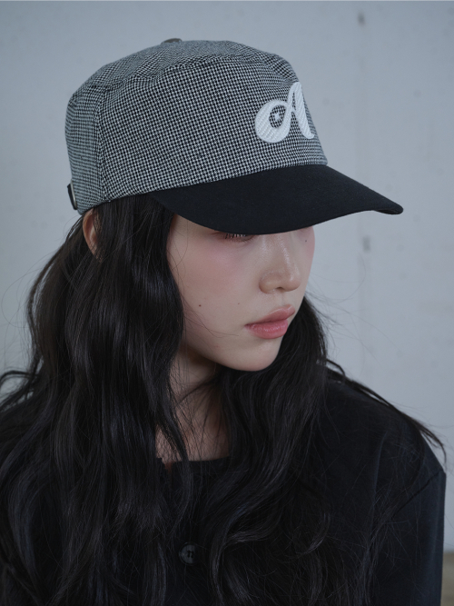 Two Tone Houndstooth Pillbox Cap (Black)