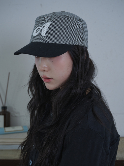 Two Tone Houndstooth Pillbox Cap (Black)