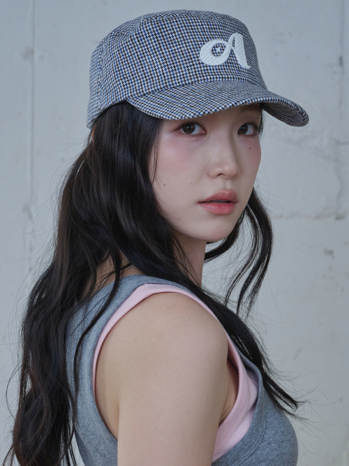 Linen Houndstooth Pillbox Cap