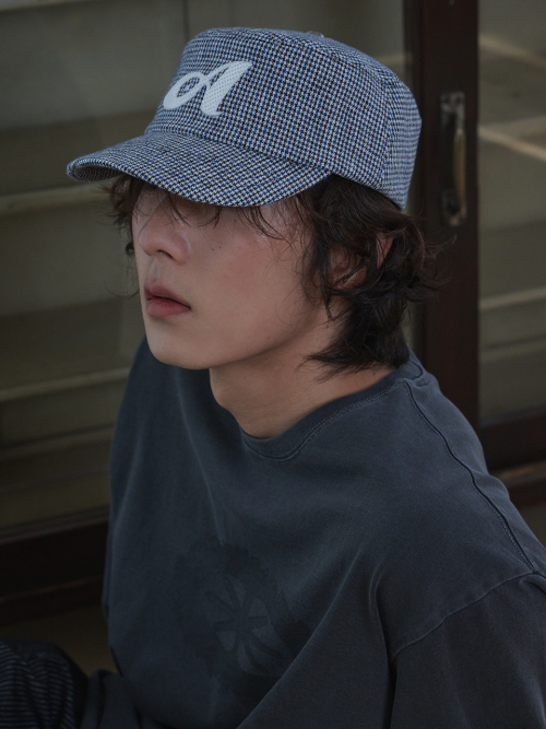 Linen Houndstooth Pillbox Cap