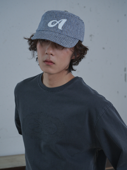 Linen Houndstooth Pillbox Cap