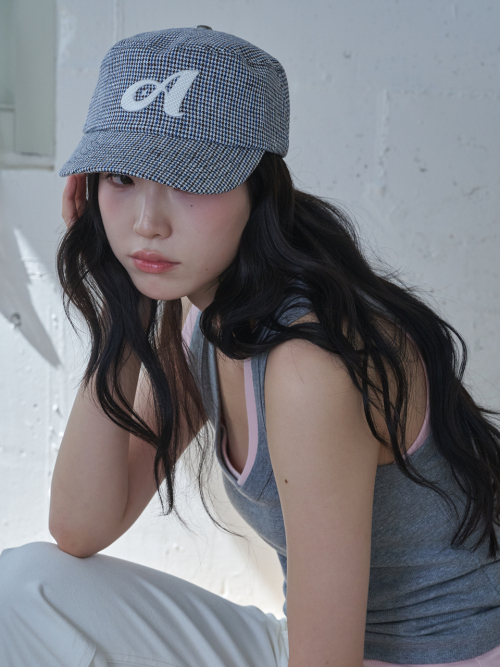 Linen Houndstooth Pillbox Cap