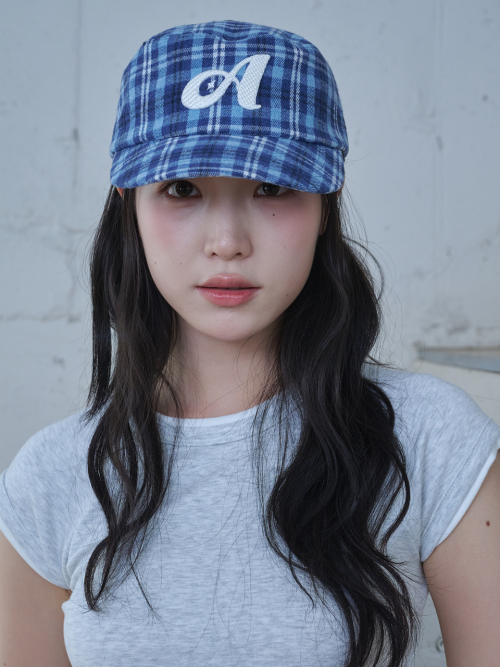 A Logo Check Pillbox Cap (Blue Check)