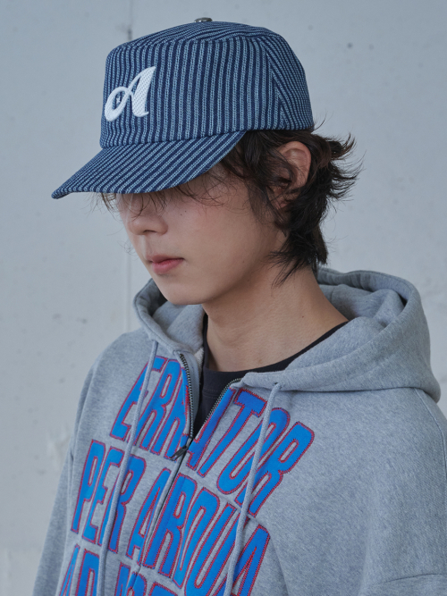 Stripe Stitch Denim Pillbox Cap