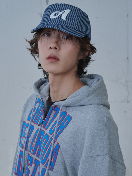 Stripe Stitch Denim Pillbox Cap