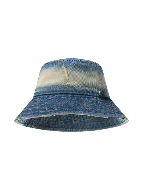 Vintage Bleaching Denim Bucket Hat (Dark Blue Denim)