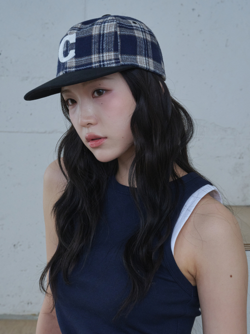 C Logo Check Cap (Navy Check)