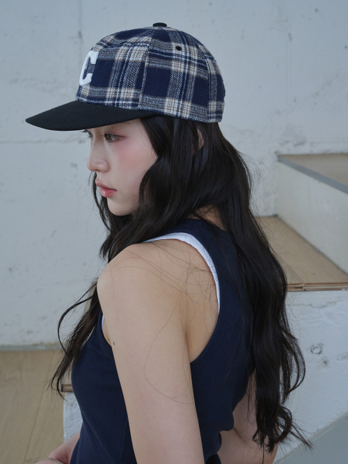 C Logo Check Cap (Navy Check)