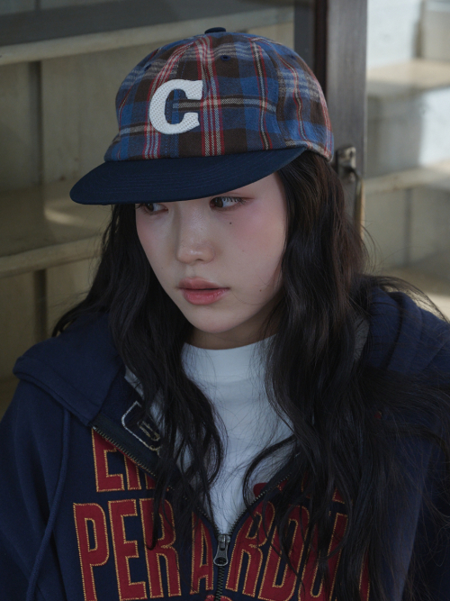 C Logo Check Cap (Brown Check)
