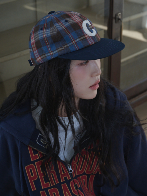 C Logo Check Cap (Brown Check)
