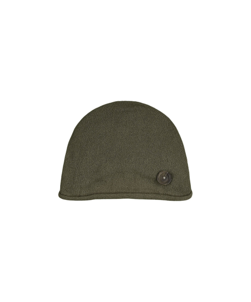 BUTTON ROLL UP BEANIE HAT_KHAKI