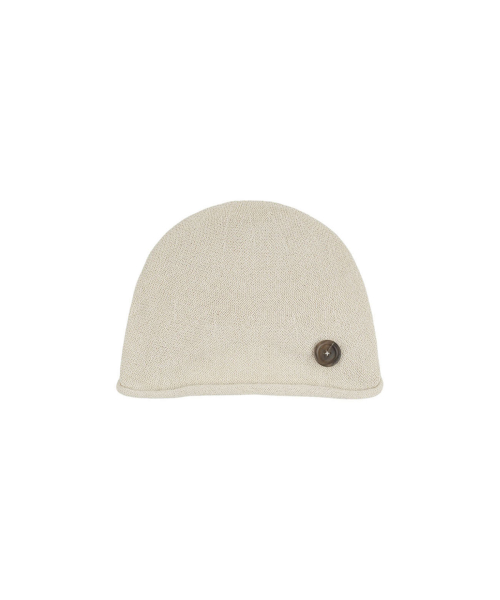 BUTTON ROLL UP BEANIE HAT_IVORY